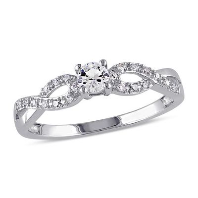 Lab-Created White Sapphire and Diamond Accent Twine Promise Ring Sterling Silver