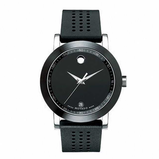 Men's Movado MuseumÂ® Watch with Black Dial (Model: 0606507)