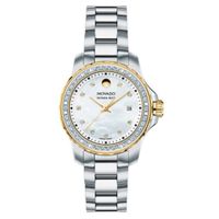 Ladies' Movado Series 800 Diamond Accent Two-Tone Stainless Steel Watch with Mother-of-Pearl Dial (Model: 2600093)