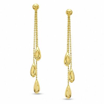 Triple Teardrop Earrings in 10K Gold