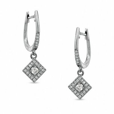 1/5 CT. T.w. Diamond Kite-Shaped Drop Earrings in 10K White Gold