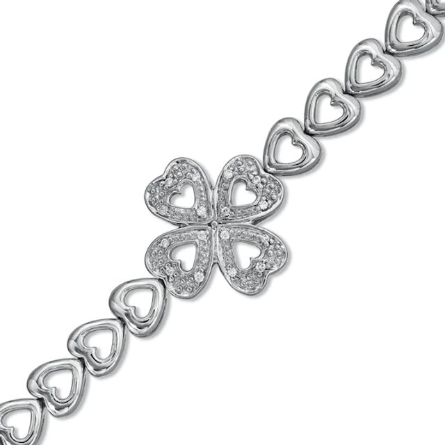 1/20 CT. T.w. Diamond Clover Bracelet in Sterling Silver