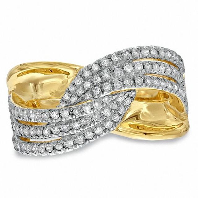 1/2 CT. T.w. Diamond Twist Split Shank Ring in 14K Gold