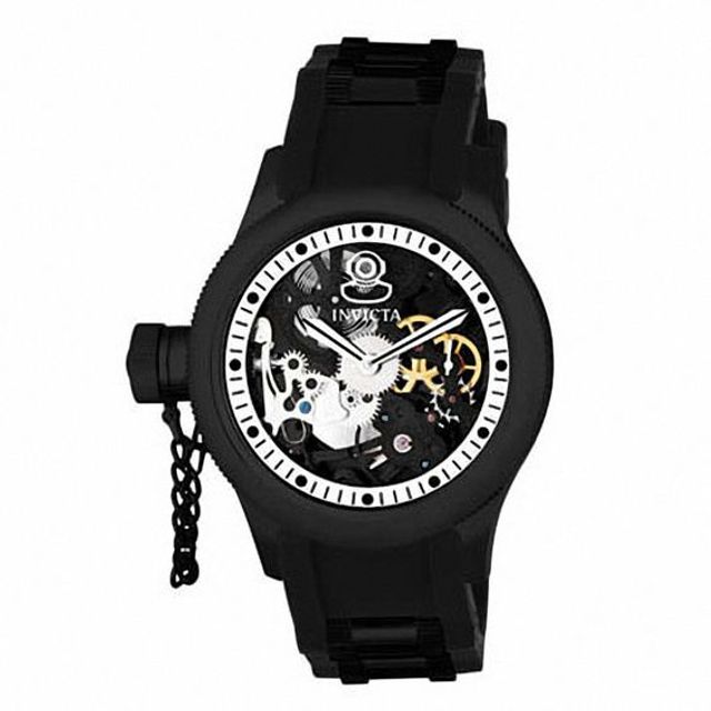 Men's' Invicta Russian Diver Strap Watch with Black Skeleton Dial (Model: 1846)