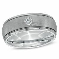 8.0mm Comfort Fit 1/10 CT. T.w. Diamond Wedding Band in Grey Tungsten - Size 10