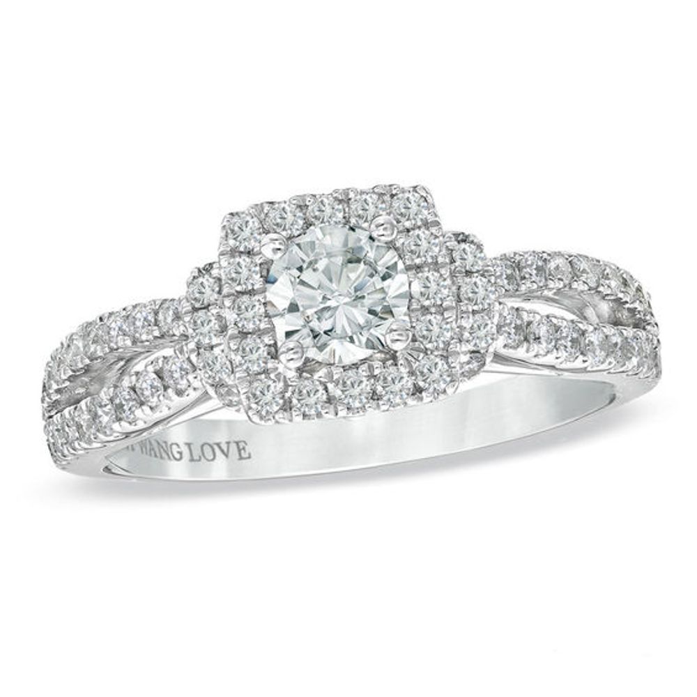 Vera Wang Love Collection 1-1/2 CT. T.W. Diamond Three Stone Engagement Ring  in 14K White Gold | Zales Outlet