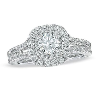 Vera Wang Love Collection -/2 CT. T.w. Diamond Frame Split Shank Engagement Ring 14K White Gold