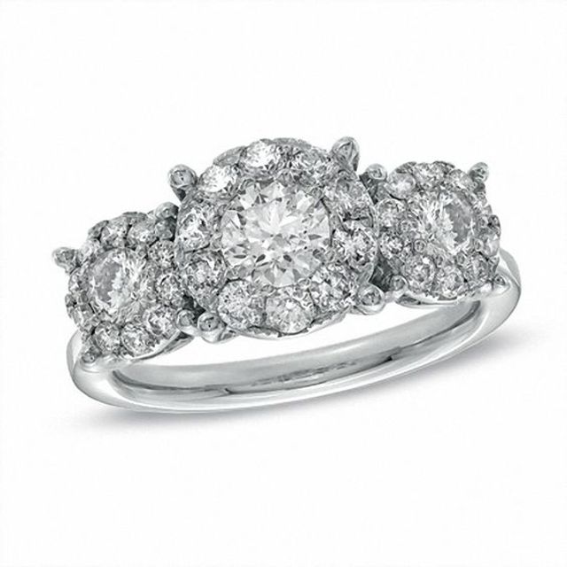 1-1/2 CT. T.w. Diamond Three Stone Engagement Ring in 14K White Gold