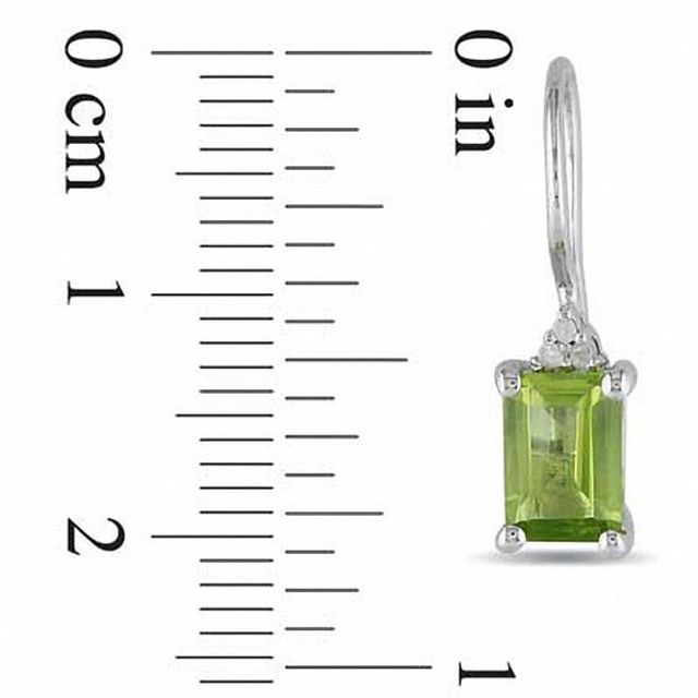 Emerald-Cut Peridot and Diamond Accent Drop Earrings in Sterling Silver