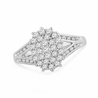 1/2 CT. T.w. Composite Oval Diamond Split Shank Ring in Sterling Silver