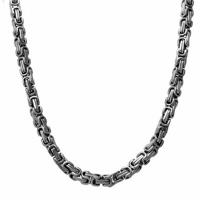 Men's 6.0mm Byzantine Chain Necklace in Stainless Steel - 24"