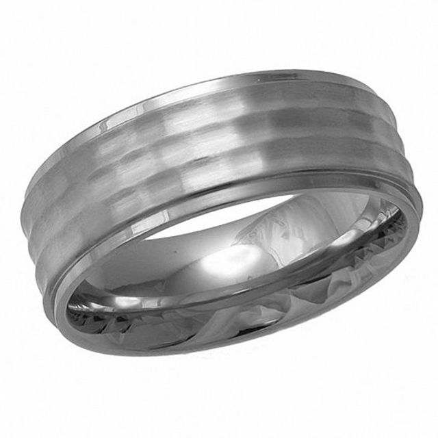 Men's 8.0mm Hammered Stainless Steel Wedding Band