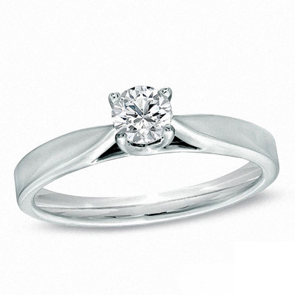 Celebration Ideal / CT. Certified Diamond Solitaire Engagement Ring in 14K White Gold (J/I1