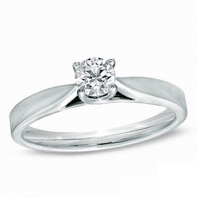 Celebration Ideal / CT. Certified Diamond Solitaire Engagement Ring in 14K White Gold (J/I1