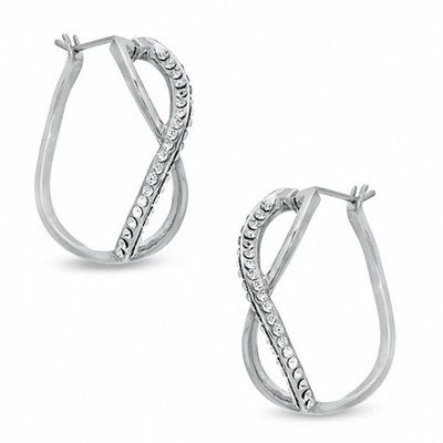 Crystal Infinity Loop Hoop Earrings in Sterling Silver