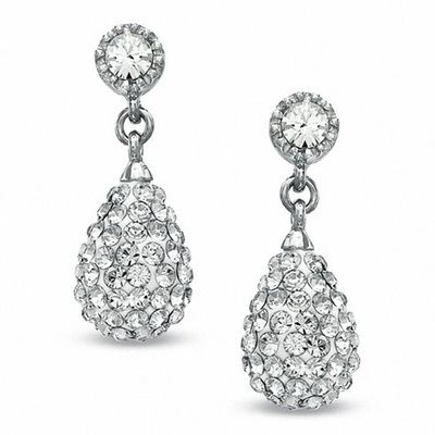 Crystal Teardrop Earrings in Sterling Silver