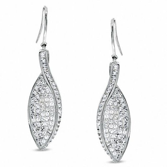 Crystal Teardrop-Shaped Earrings in Sterling Silver