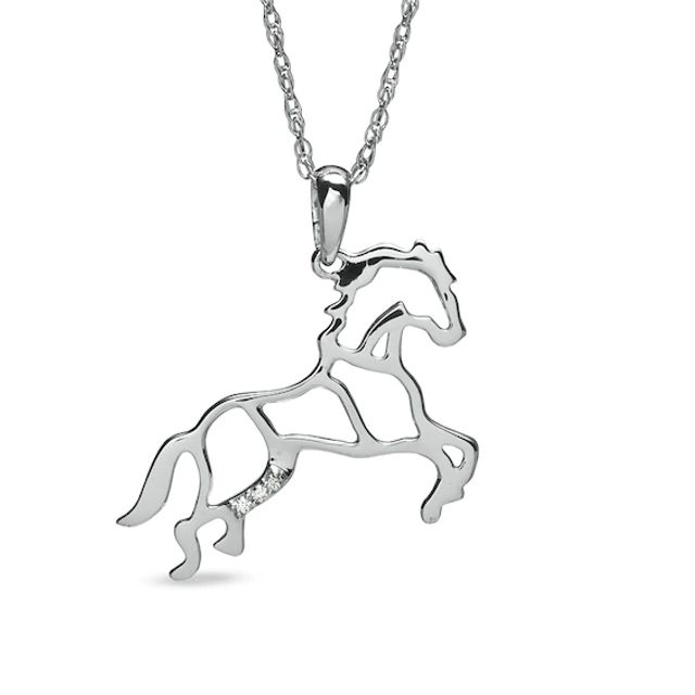 Diamond Accent Stallion Horse Pendant in Sterling Silver