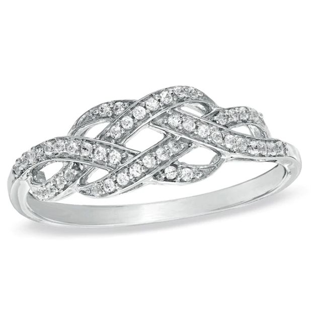 1/5 CT. T.w. Diamond Infinity Knot Ring in Sterling Silver