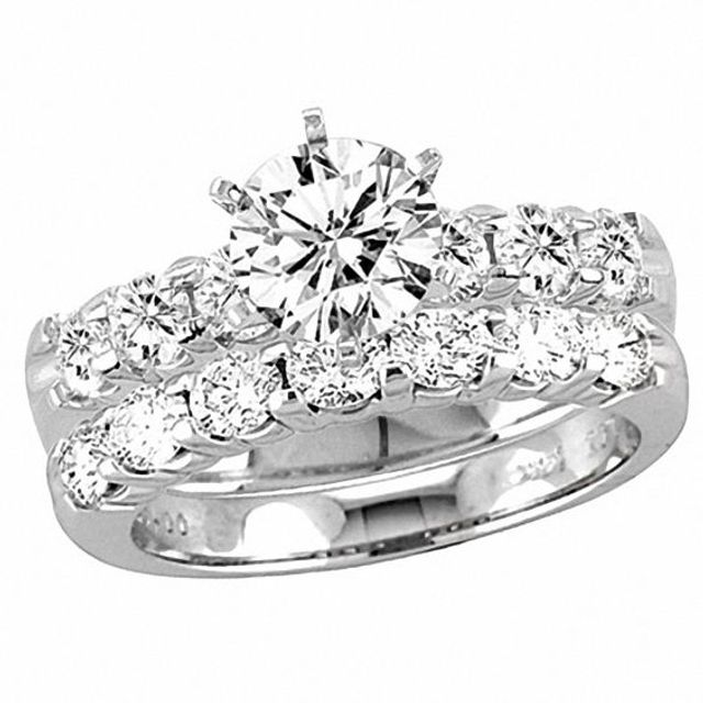 1 CT. T.w. Diamond Bridal Set in 14K White Gold