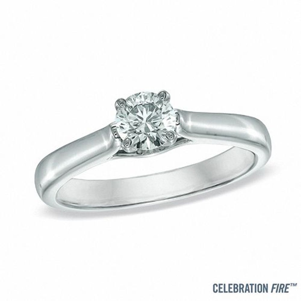 Celebration FireÂ® 1/2 CT. Diamond Solitaire Engagement Ring in 14K White Gold (H-I/Si1-Si2)