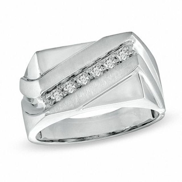 Men's 1/4 CT. T.w. Diamond Slant Ring in 10K White Gold