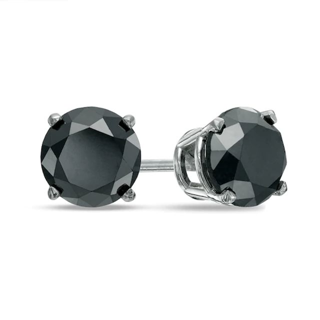 5 CT. T.w. Black Diamond Solitaire Stud Earrings in 14K White Gold