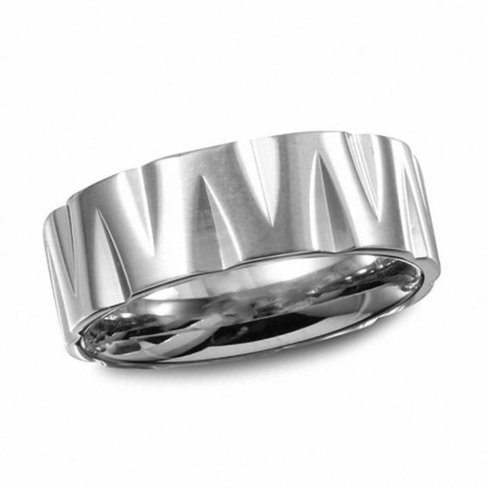 Men's 8.0mm Textured Wedding Band in Stainless Steel