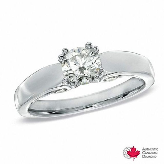 7/8 CT. T.w. Certified Canadian Diamond Engagement Ring in 14K White Gold (I/I1)