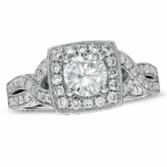 1-1/2 CT. T.w. Certified Diamond Engagement Twist Ring in 14K White Gold (I/I1)