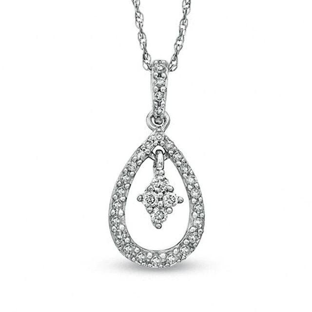 1/5 CT. T.w. Diamond Pear-Shaped Drop Pendant in 10K White Gold