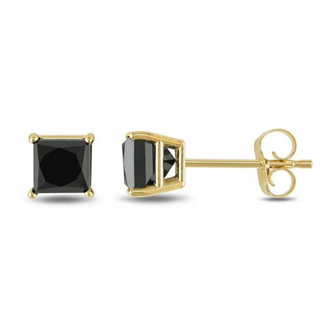1 CT. T.w. Princess-Cut Black Diamond Stud Earrings in 10K Gold