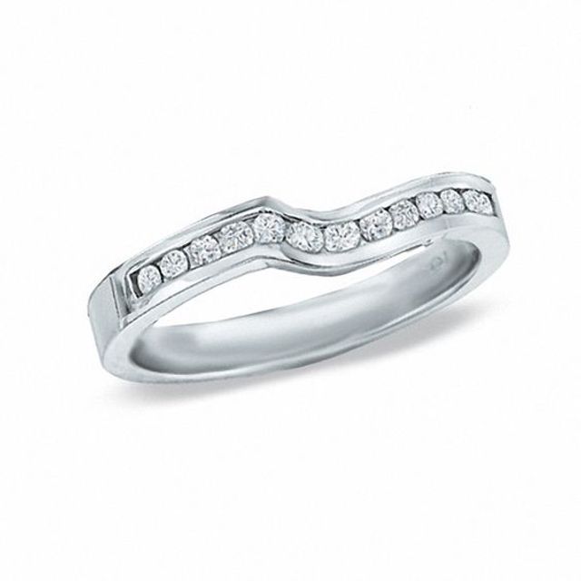 1/4 CT. T.w. Diamond Contour Wedding Band in 14K White Gold