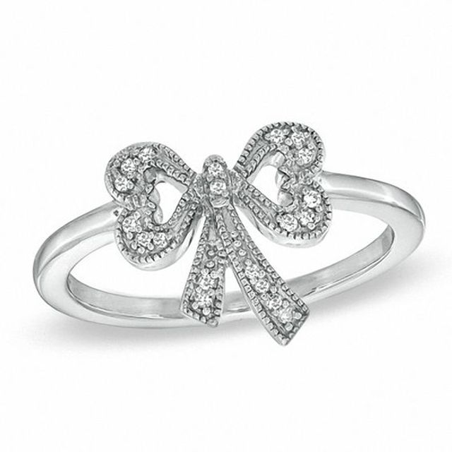 Diamond Accent Bow Ring in Sterling Silver