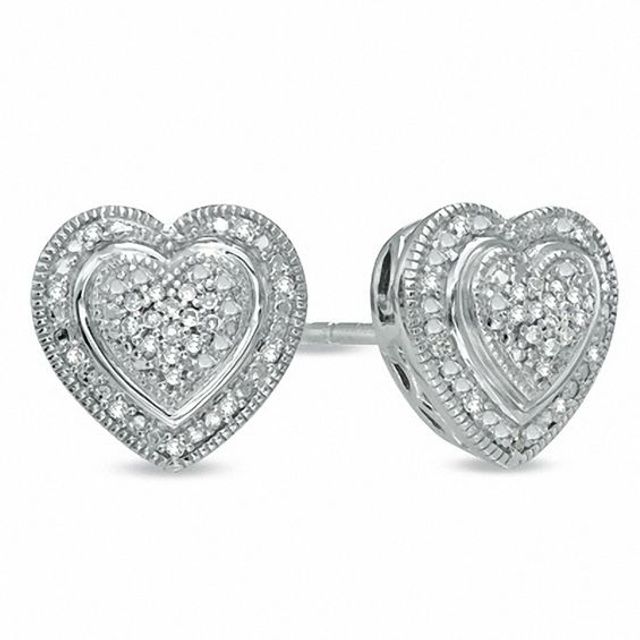 1/10 CT. T.w. Diamond PavÃ© Heart Frame Earrings in Sterling Silver