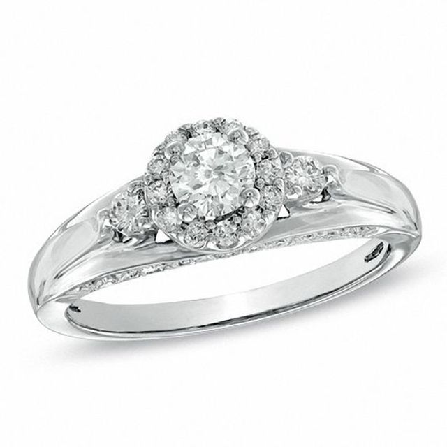 3/4 CT. T.w. Diamond Frame Engagement Ring in 14K White Gold