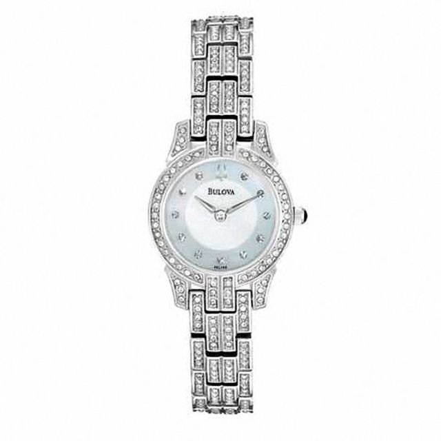 Ladies' Bulova Crystal Accent Watch with Mother-of-Pearl (Model: 96L149)