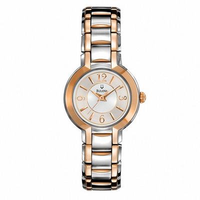 Ladies' Bulova Fairlawn Two-Tone Watch with Silver-Tone Dial (Model: 98L153)