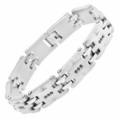 Men's 1 CT. T.w. Black Diamond Bracelet in Stainless Steel - 8.5"