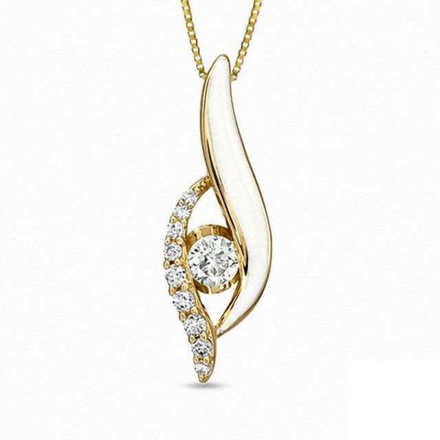 Sirenaâ¢ White Eyes 1/3 CT. T.w. Diamond Fashion Pendant in 14K Gold with White Enamel