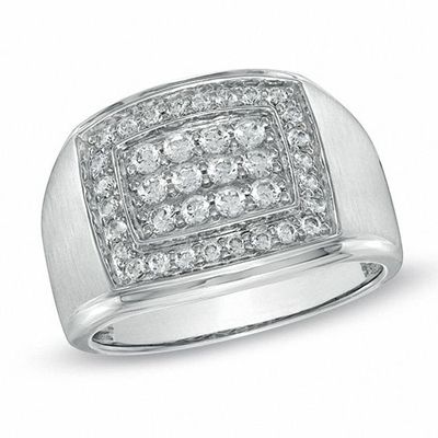 Men's 1 CT. T.w. Diamond Frame Ring in 10K White Gold