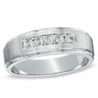 Men's 1/4 CT. T.w. Diamond Five Stone Band in 14K White Gold