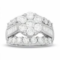 4 CT. T.w. Multi-Diamond Flower Engagement Ring in 14K White Gold