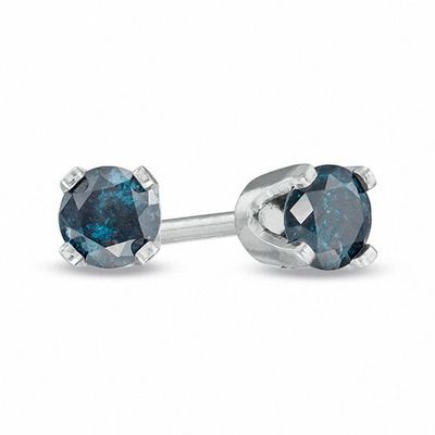 1/4 CT. T.w. Enhanced Blue Diamond Solitaire Stud Earrings in 14K White Gold