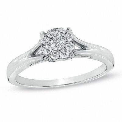 1/4 CT. T.w. Multi-Diamond Engagement Ring in 10K White Gold