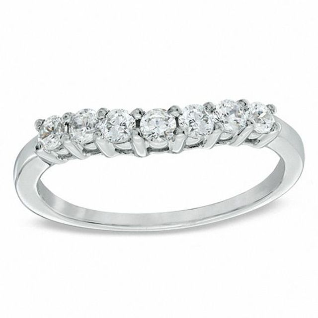 1/2 CT. T.w. Diamond Contour Wedding Band in 14K White Gold