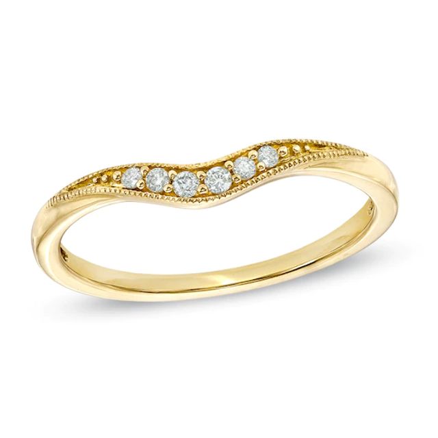 Diamond Accent Contour Wedding Band in 14K Gold