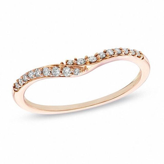 1/8 CT. T.w. Diamond Contour Wedding Band in 14K Rose Gold