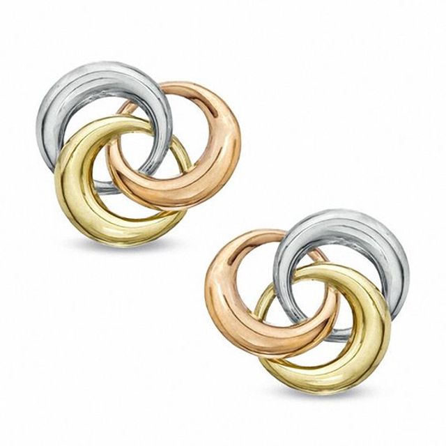 Swirl Earrings in Polished 14K Tri-Tone Gold