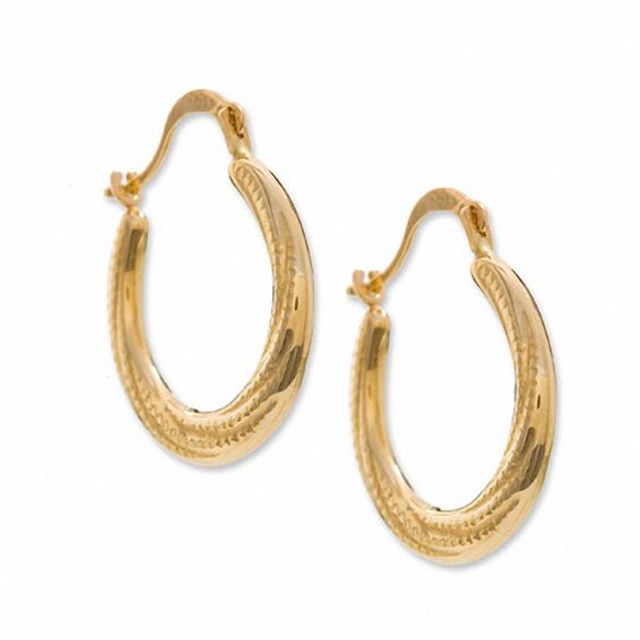 Beaded Swirl Hoop Earrings in 14K Gold